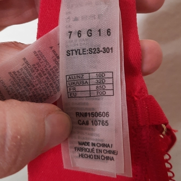 Stella McCartney Red Millies Lace Balconett Bra 32D - Picture 5 of 6